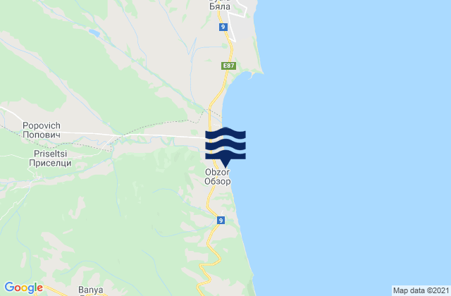 Obzor, Bulgariaの潮見表地図