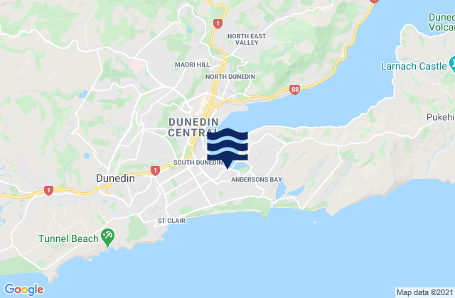 Ocean Beach, New Zealandの潮見表地図