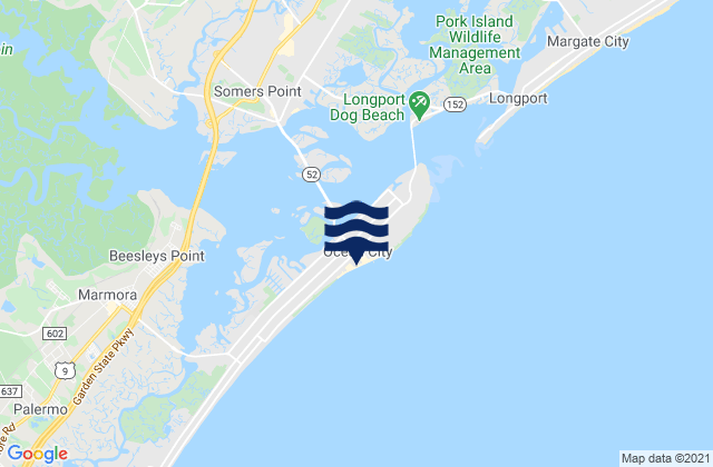 Ocean City, United Statesの潮見表地図