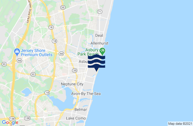 Ocean Grove (Neptune), United Statesの潮見表地図