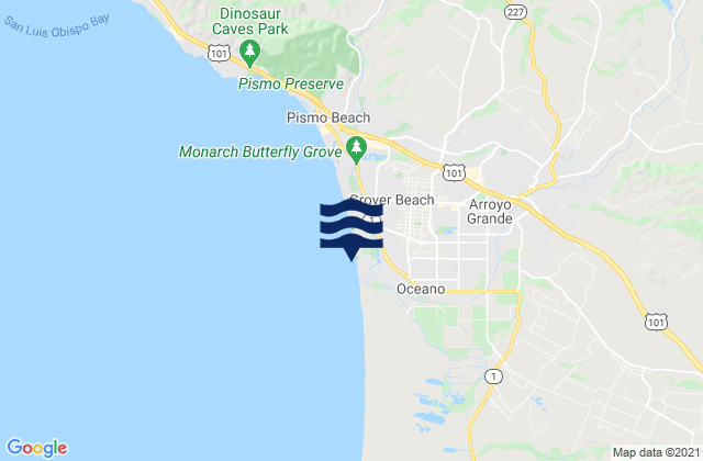 Oceano/Pismo, United Statesの潮見表地図