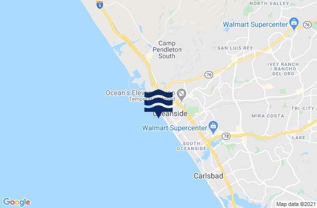 Oceanside, United Statesの潮見表地図