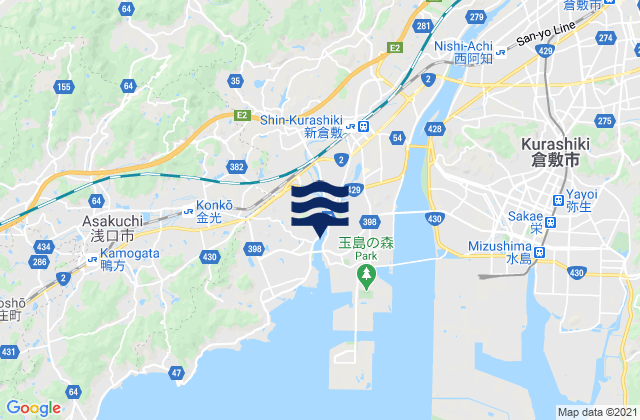 Oda-gun, Japanの潮見表地図