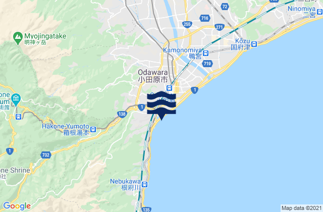 Odawara-shi, Japanの潮見表地図