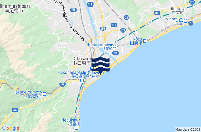 Odawara, Japanの潮見表地図