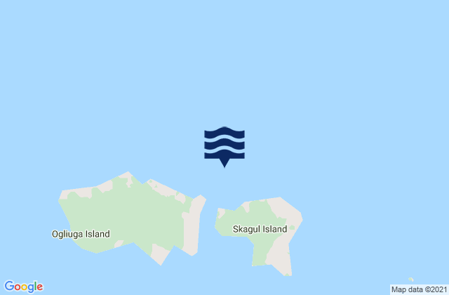 Ogliuga Island pass East of Delarof Is, United Statesの潮見表地図