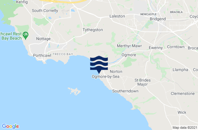 Ogmore-by-Sea Beach, United Kingdomの潮見表地図