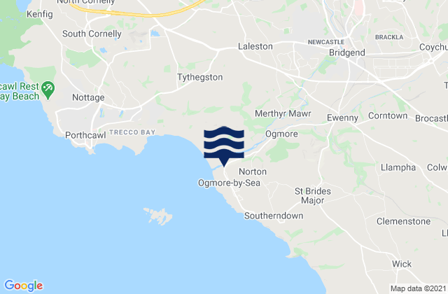 Ogmore-by-Sea, United Kingdomの潮見表地図
