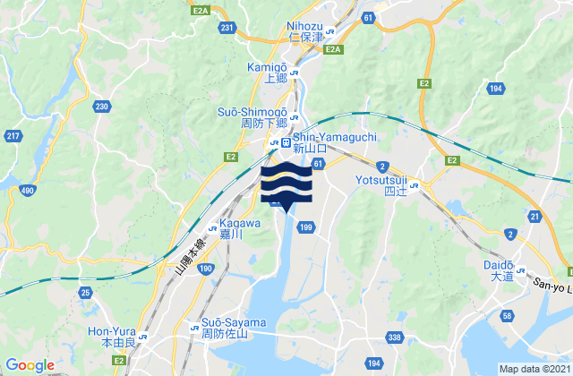 Ogōri-shimogō, Japanの潮見表地図