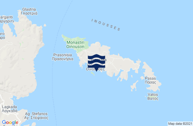 Oinoússes, Greeceの潮見表地図