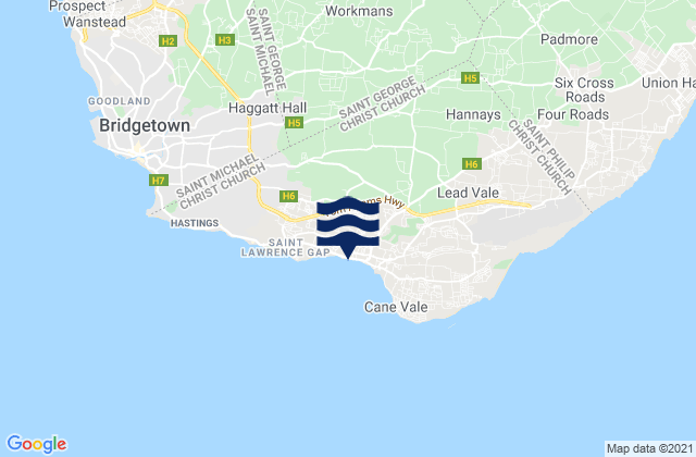 Oistins, Barbadosの潮見表地図