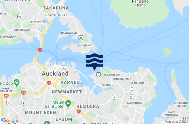 Okahu Bay, New Zealandの潮見表地図