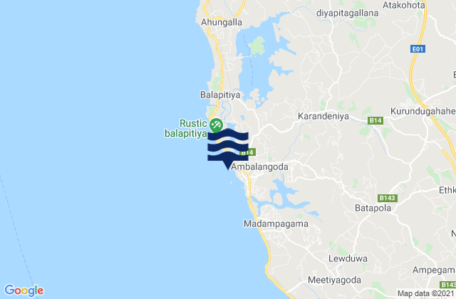 Okanda, Sri Lankaの潮見表地図