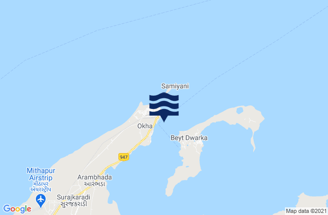 Okha Point, Indiaの潮見表地図