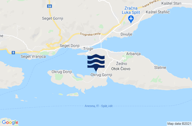Okrug Gornji, Croatiaの潮見表地図