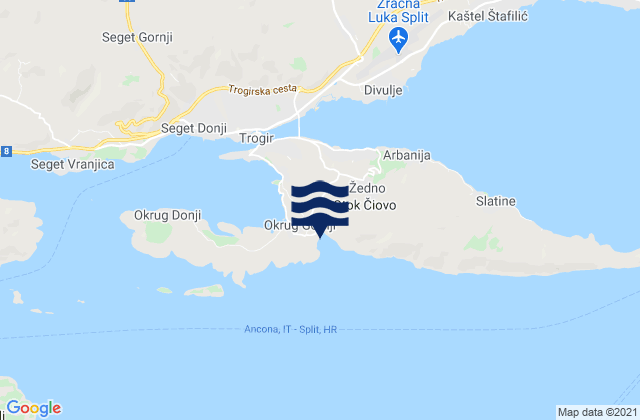 Okrug, Croatiaの潮見表地図
