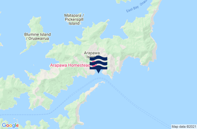 Okukari Bay, New Zealandの潮見表地図