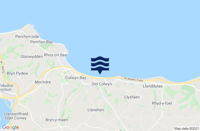 Old Colwyn Beach, United Kingdomの潮見表地図