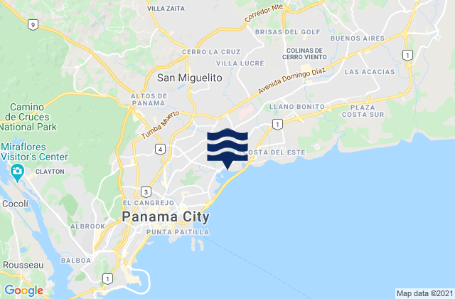 Old Panama, Panamaの潮見表地図