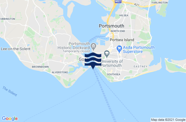 Old Portsmouth Beach, United Kingdomの潮見表地図