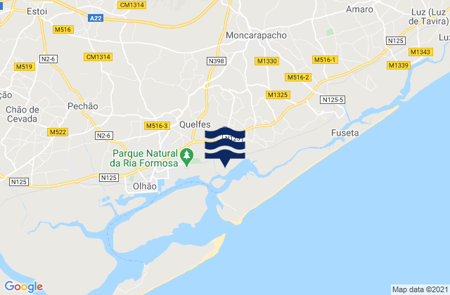 Olhão, Portugalの潮見表地図