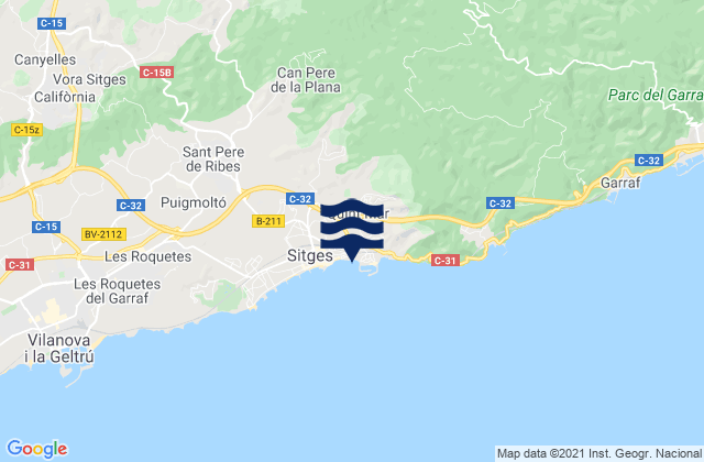 Olivella, Spainの潮見表地図