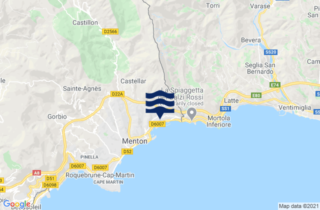 Olivetta San Michele, Italyの潮見表地図