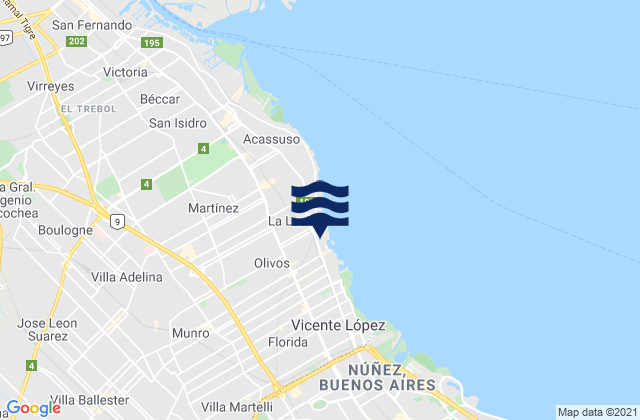 Olivos, Argentinaの潮見表地図