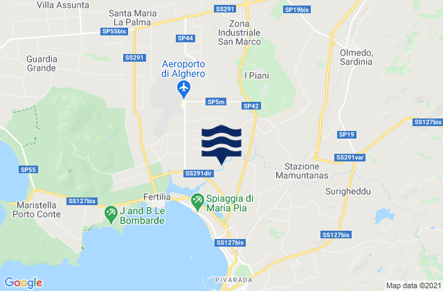 Olmedo, Italyの潮見表地図