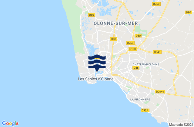 Olonne-sur-Mer, Franceの潮見表地図