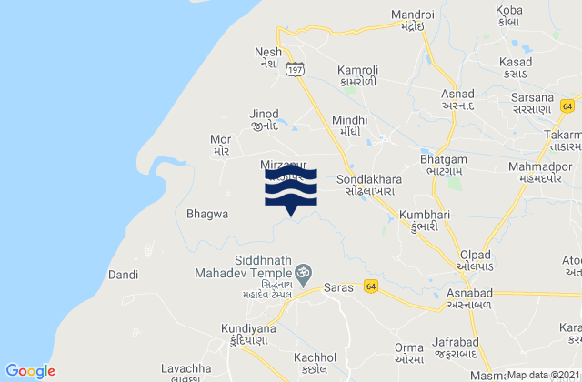 Olpād, Indiaの潮見表地図