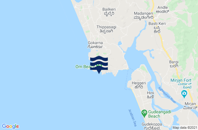 Om Beach (Gokarna), Indiaの潮見表地図