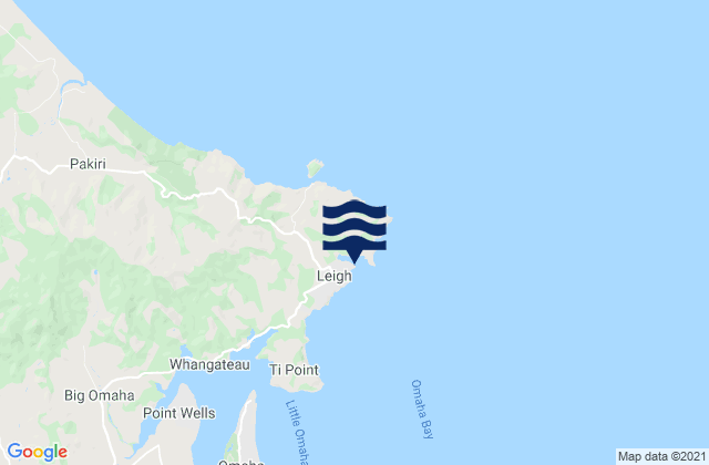 Omaha Cove, New Zealandの潮見表地図