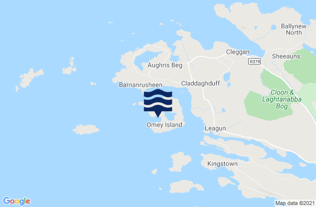 Omey Island, Irelandの潮見表地図