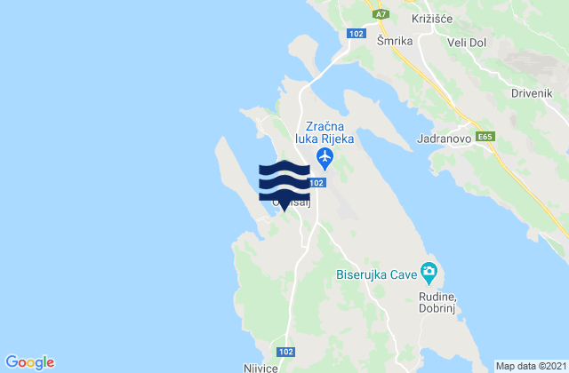 Omišalj, Croatiaの潮見表地図