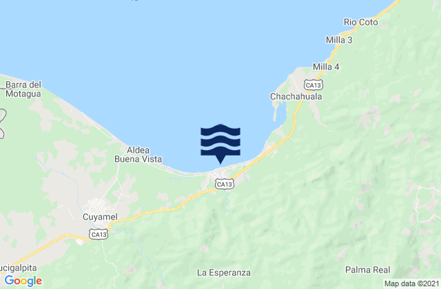 Omoa, Hondurasの潮見表地図