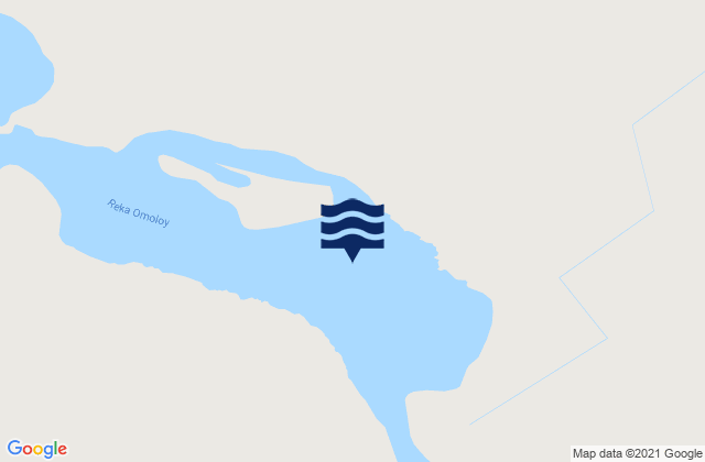 Omoloi River entrance, Russiaの潮見表地図