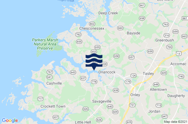 Onancock, United Statesの潮見表地図