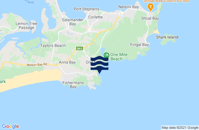 One Mile Beach, Australiaの潮見表地図