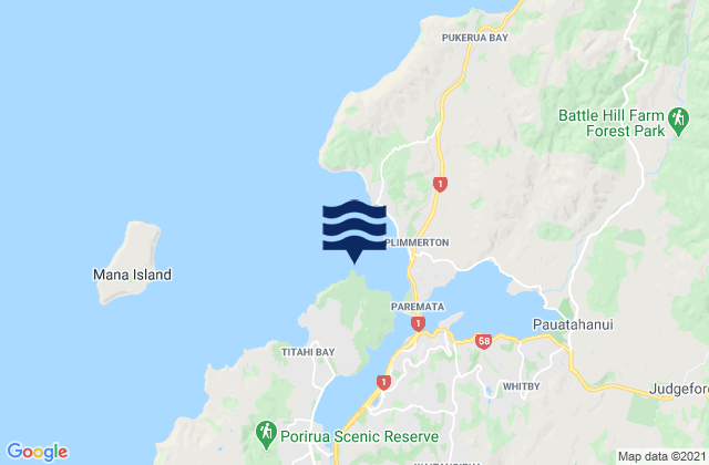 Onehunga Bay, New Zealandの潮見表地図