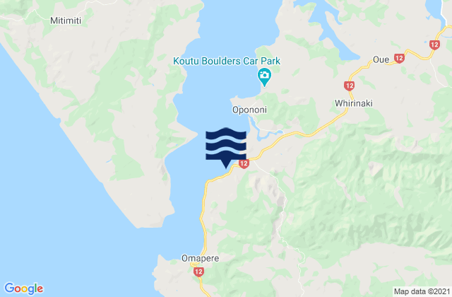 Opononi, New Zealandの潮見表地図