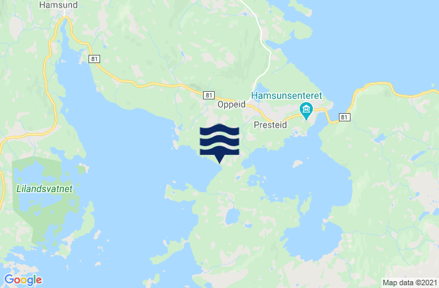 Oppeid, Norwayの潮見表地図