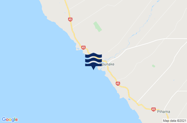 Opunake Bay, New Zealandの潮見表地図