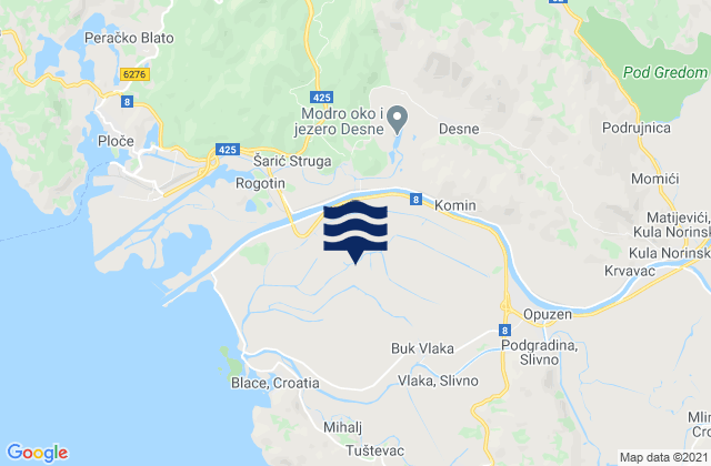 Opuzen, Croatiaの潮見表地図