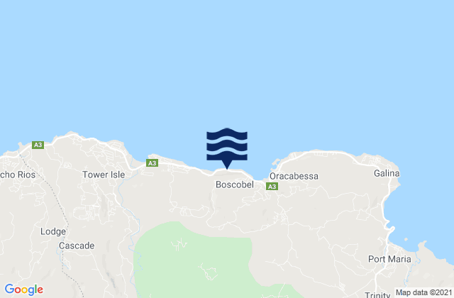 Oracabessa, Jamaicaの潮見表地図