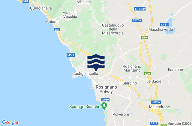Orciano Pisano, Italyの潮見表地図