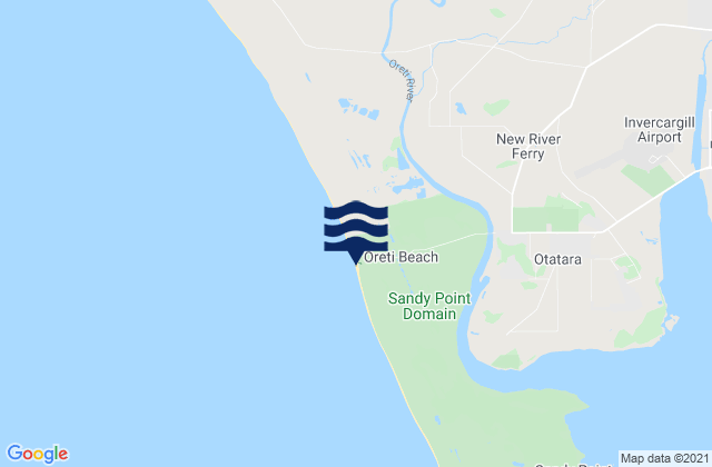 Oreti Beach, New Zealandの潮見表地図