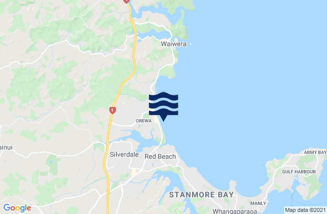 Orewa Beach, New Zealandの潮見表地図
