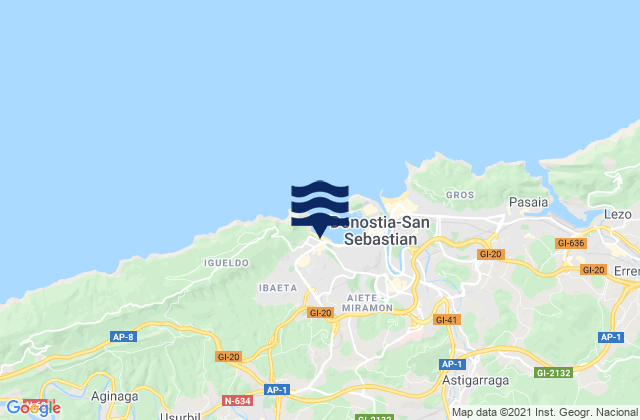 Oria, Spainの潮見表地図