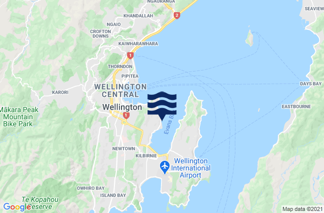 Oriental Bay, New Zealandの潮見表地図